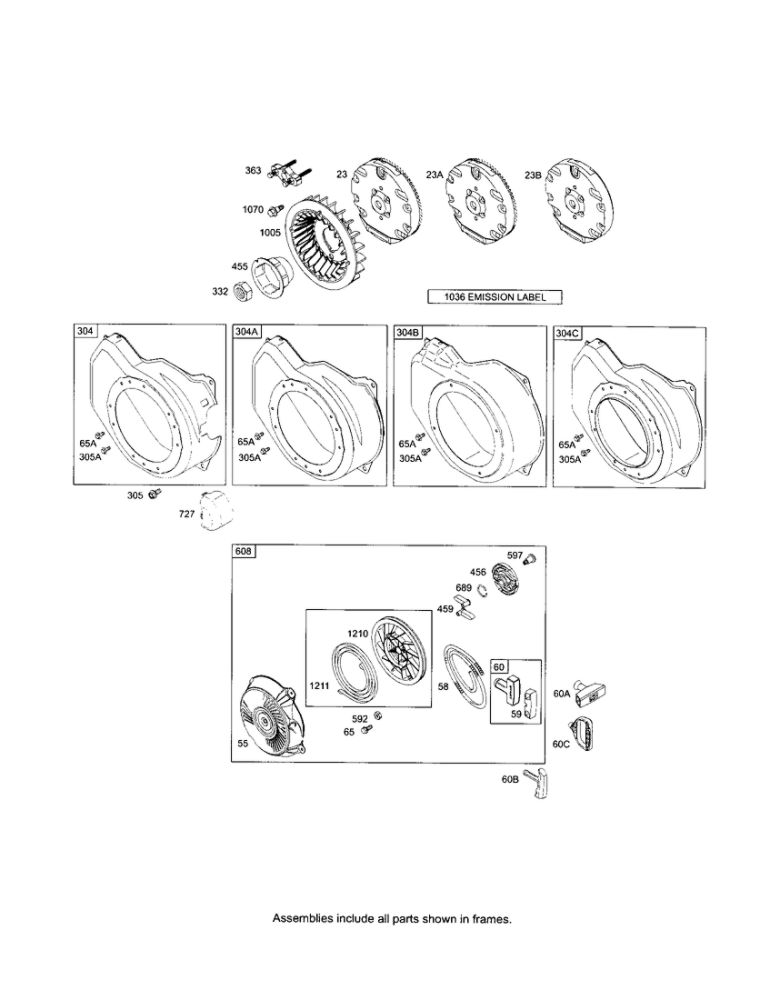 Rewind Starter/Blower Housing Diagram and Parts List for 120400 0023-0242 Briggs and Stratton Engine